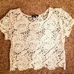 Fun and Flirty Ivory Crochet Crop Top
